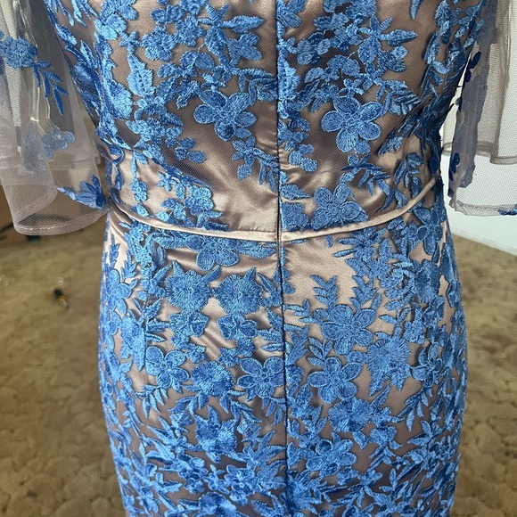 JS Collections Illusion Embroidered Capelet Gown - Picture 5 of 8